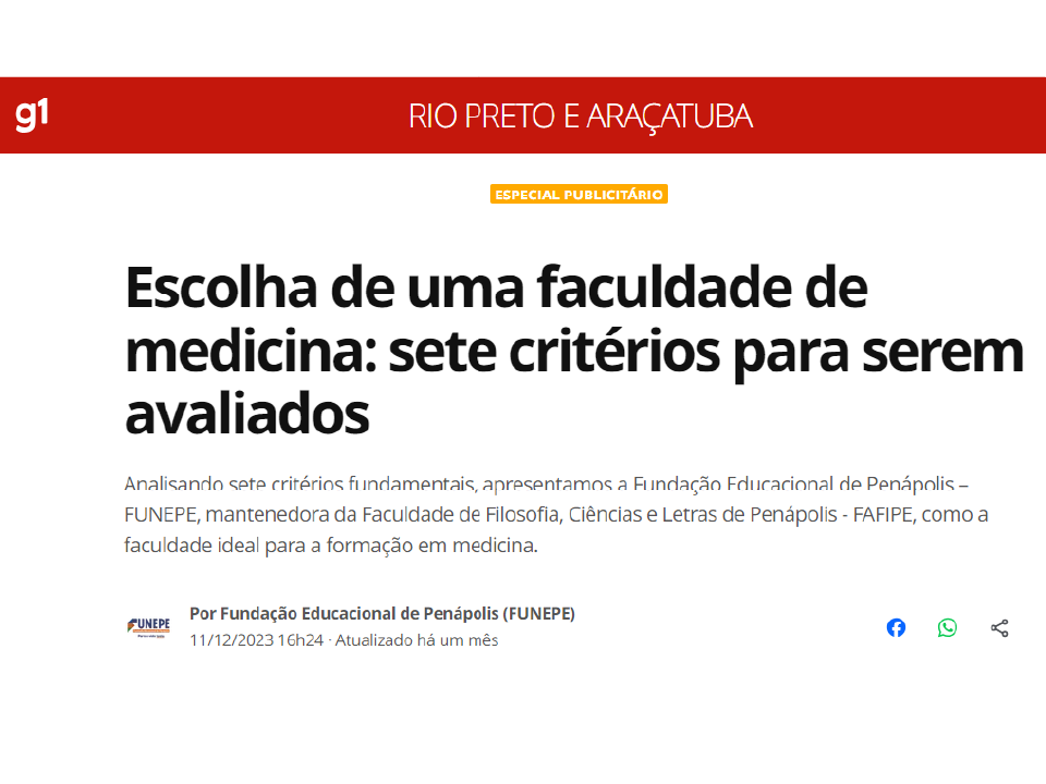 Imagem principal da notícia Curso de Medicina da FUNEPE é Destaque em Mídia Nacional