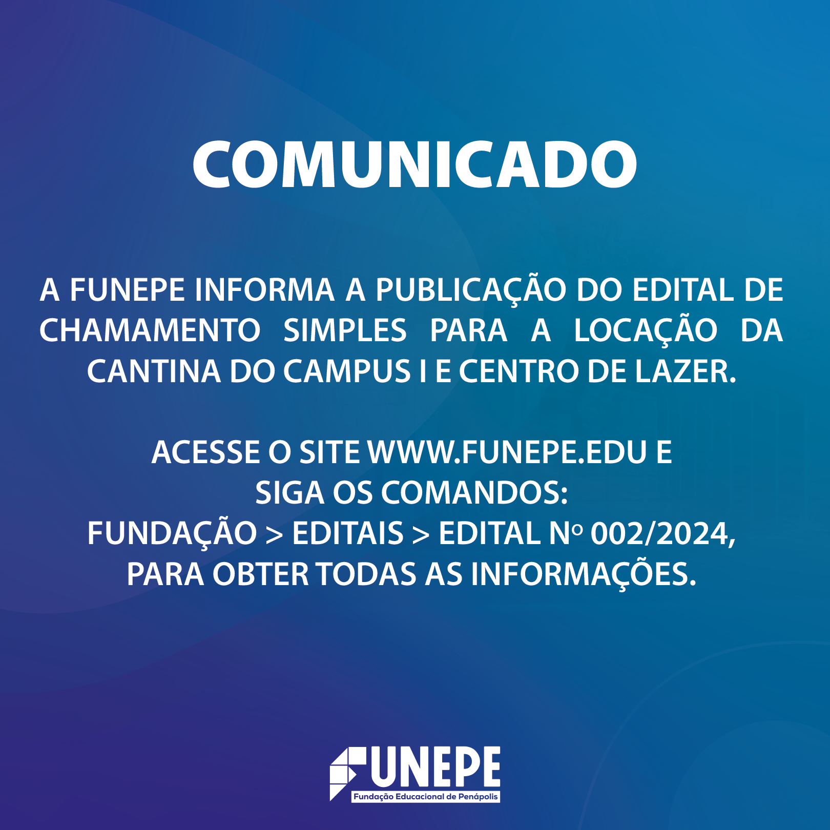 Edital de Chamamento Simples para Locação de Cantina