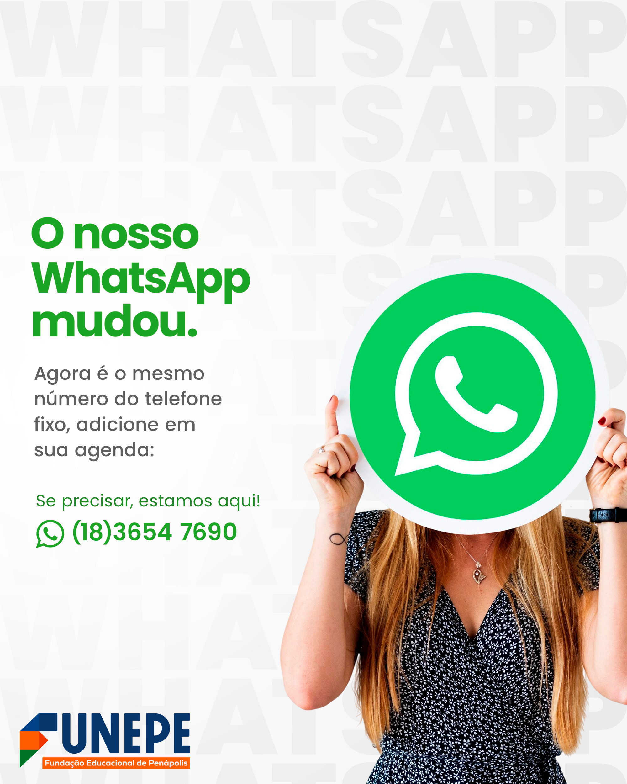 Novo Contato de Whatsapp da FUNEPE 