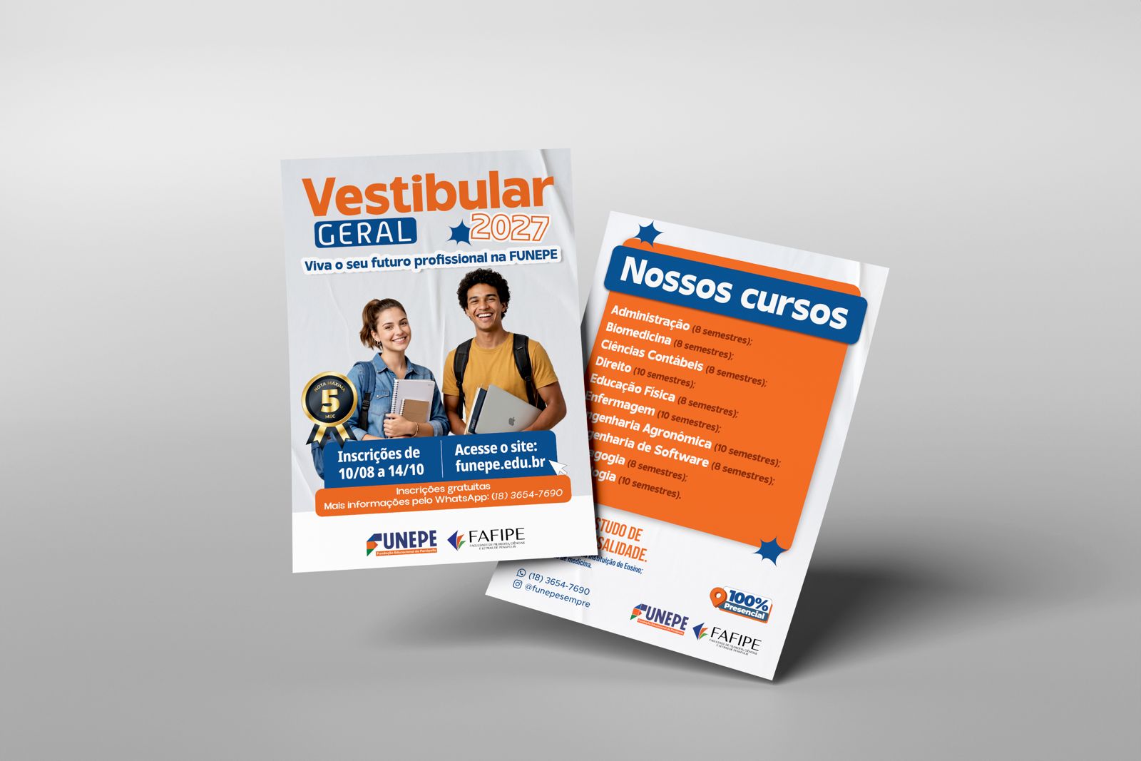 Vestibular FUNEPE 2027: inscrições gratuitas para cursos tradicionais já começaram 