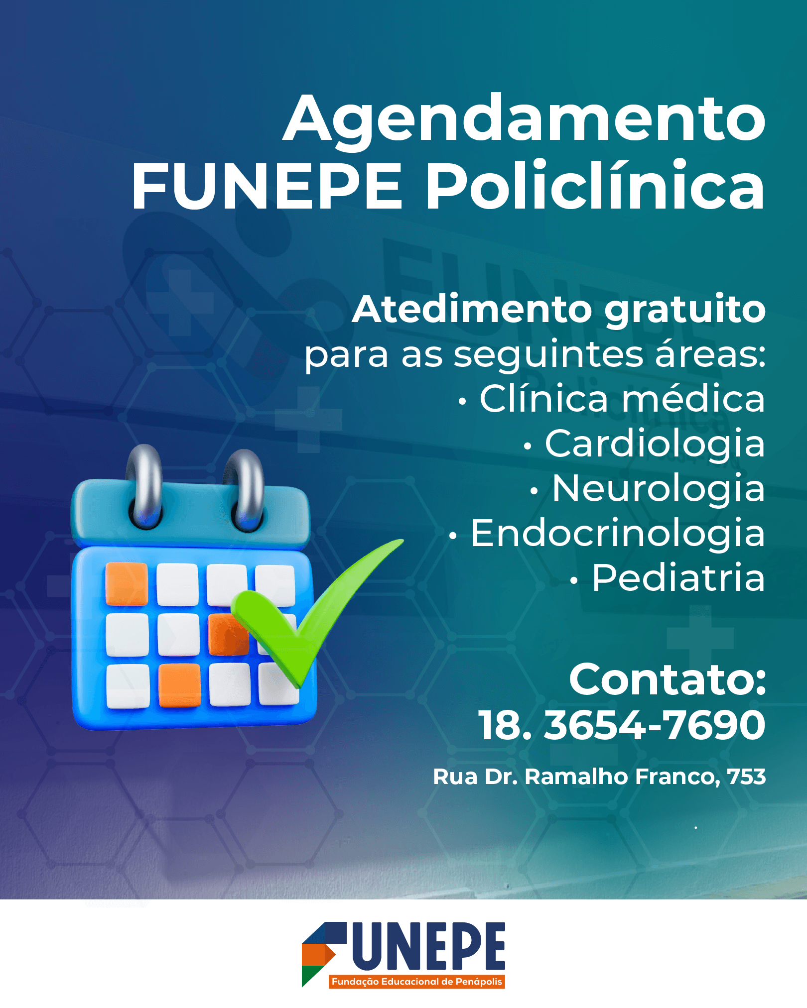 Policlínica FUNEPE oferece atendimento médico especializado gratuito à comunidade